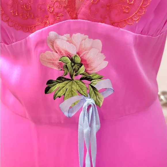 Cynthia Rowley Pink and Red silk and lace dress Cynthia Rowley Pink and Red silk and lace dress